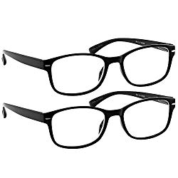 Reading Glasses 2 Pack Black_ Always Have a Timeless Look, Crystal Clear Vision, Comfort Fit with Sure-Flex Spring Hinge Arms & Dura-Tight Screws 100% Guarantee +2.00