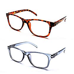 Reading Glasses 2 Pairs Blue Light Blocking Readers for Men Women Computer Reader Glasses UV Protection Anti Reflection, 1.50 Strength