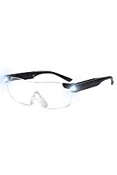 Tide Magnifying Glasses with Light Led USB Rechargeable Magnifier Eyeglasses LED Big Zoom Vision (Black, 1.6X)